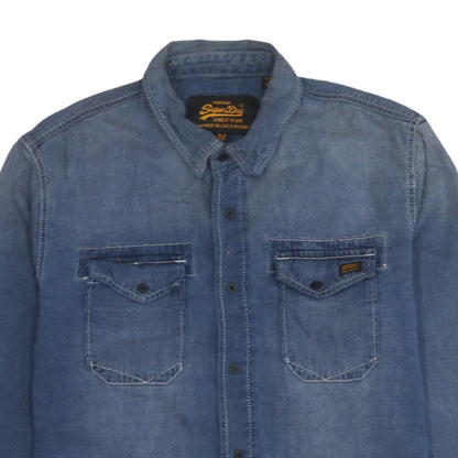 Superdry Men's Blue Denim Long Sleeve Button-Up Shirt M