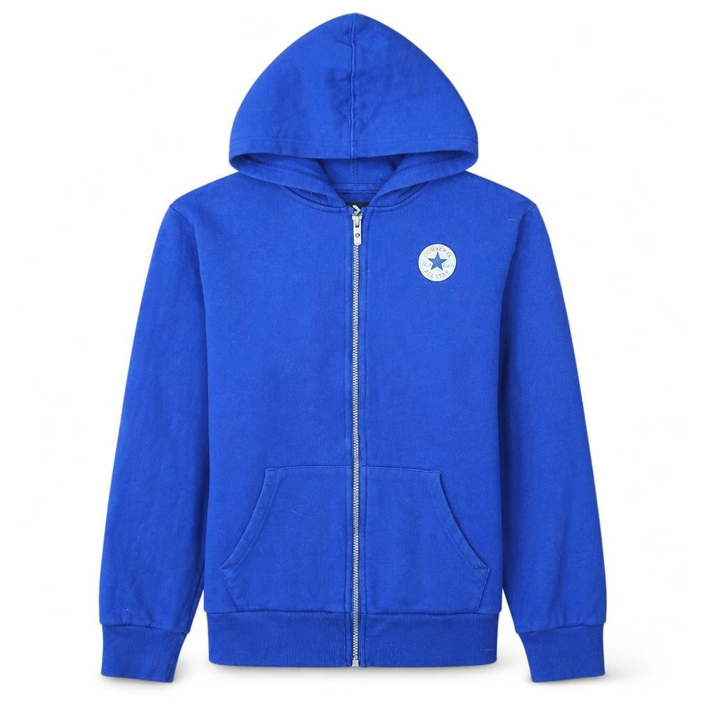Front view of Converse boys’ blue full zip hoodie xl 13-15 years cotton blend casual
