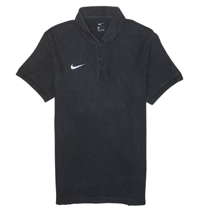 Nike Men's Black Cotton Polo Shirt L Logo Short Sleeve Sports Top