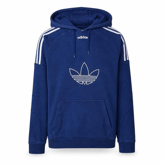Front view of Adidas Men's Blue Pullover Hoodie Small Regular Fit Fleece Sportswear