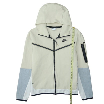 Nike Men's Beige Full Zip Hoodie M - Logo Hooded Sweatshirt