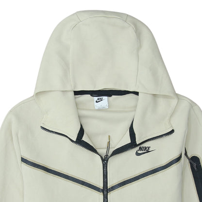 Nike Men's Beige Full Zip Hoodie M - Logo Hooded Sweatshirt