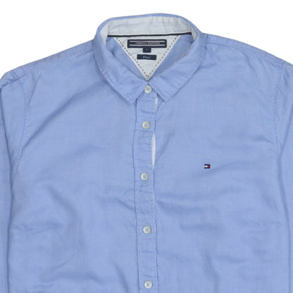 Tommy Hilfiger Men's Blue Slim Fit Long Sleeve Cotton Button-Up Shirt M