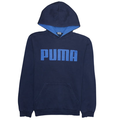 Puma Boys Navy Blue Pullover Hoodie Long Sleeve Logo Sweatshirt Age 14