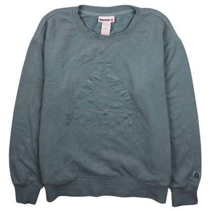 Reebok Mens Green Crew Neck Sweatshirt Size S Pullover Logo Fleece