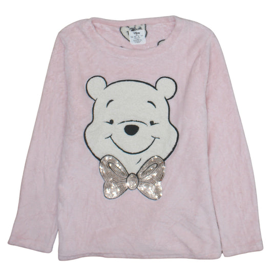 Primark Women’s Pink Winnie the Pooh Sequin Fleece Pyjama Top Size 10-12
