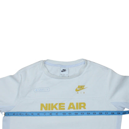 Nike Boys White Yellow Air Logo Crew Neck Sweatshirt XL 158-170cm