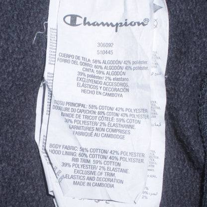 Champion Black 2XL Teens Hoodie Pullover Cotton Blend Logo Sleeve Print