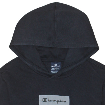 Champion Black 2XL Teens Hoodie Pullover Cotton Blend Logo Sleeve Print