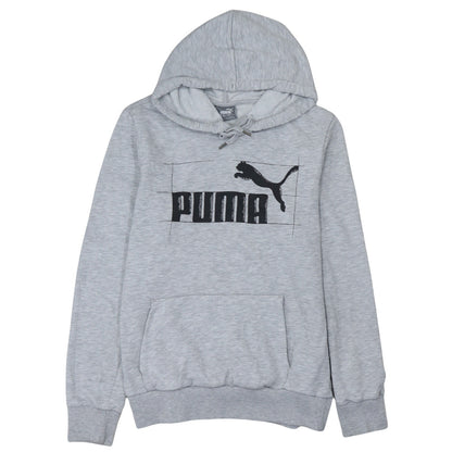 Puma Womens Grey Hoodie Large Pullover Logo Cotton Blend Casual