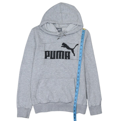Puma Womens Grey Hoodie Large Pullover Logo Cotton Blend Casual