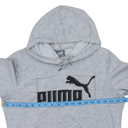 Puma Womens Grey Hoodie Large Pullover Logo Cotton Blend Casual