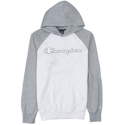 Champion Men's Grey White Pullover Hoodie Medium Logo Sports Cotton
