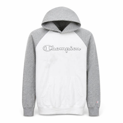 Champion Men's Grey White Pullover Hoodie Medium Logo Sports Cotton
