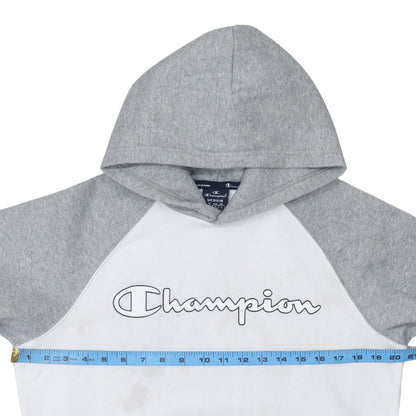 Champion Men's Grey White Pullover Hoodie Medium Logo Sports Cotton