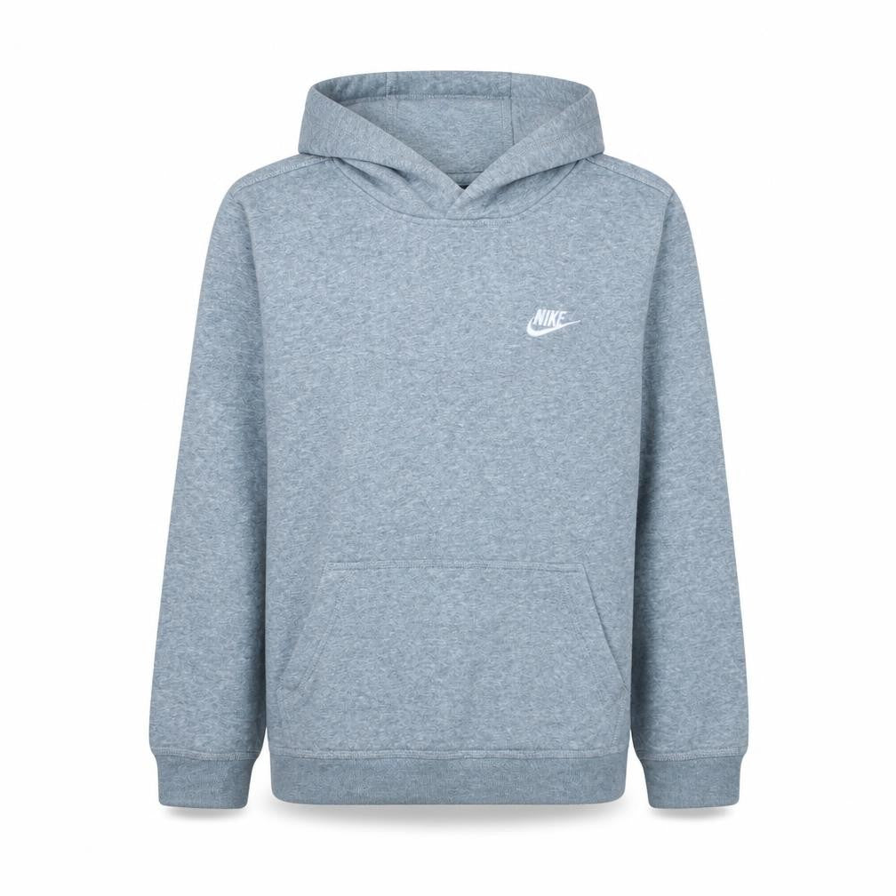 Front view of Nike boys’ grey xl pullover hoodie - standard fit fleece sweatshirt