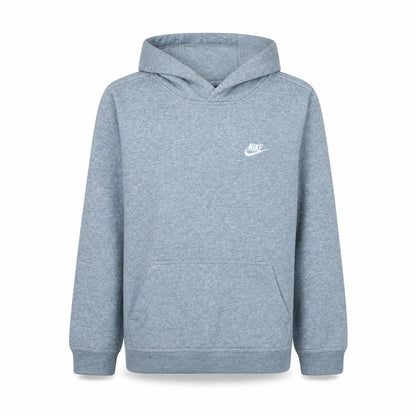 Front view of Nike boys’ grey xl pullover hoodie - standard fit fleece sweatshirt
