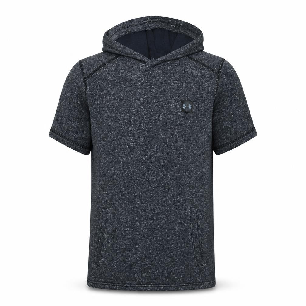Front view of Under Armour Men's Grey Short Sleeve Hooded Athletic T-Shirt, size S