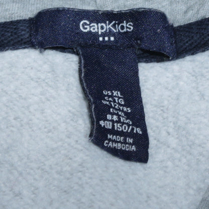 GapKids Boys Grey Full Zip Hoodie Size 12 Years Cotton Blend Logo Design