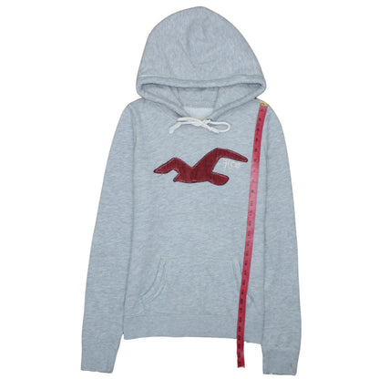 Hollister Men’s Grey Pullover Hoodie L Logo Embroidered Classic Style