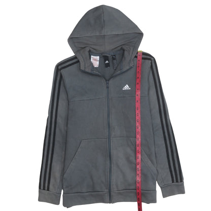 Adidas Boys Grey Full Zip Hoodie Size 10-11 Years Fleece Lined Sportswear