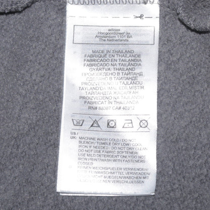 Adidas Boys Grey Full Zip Hoodie Size 10-11 Years Fleece Lined Sportswear