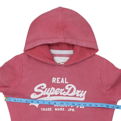 Superdry Women Pink Pullover Hoodie Medium Vintage Logo