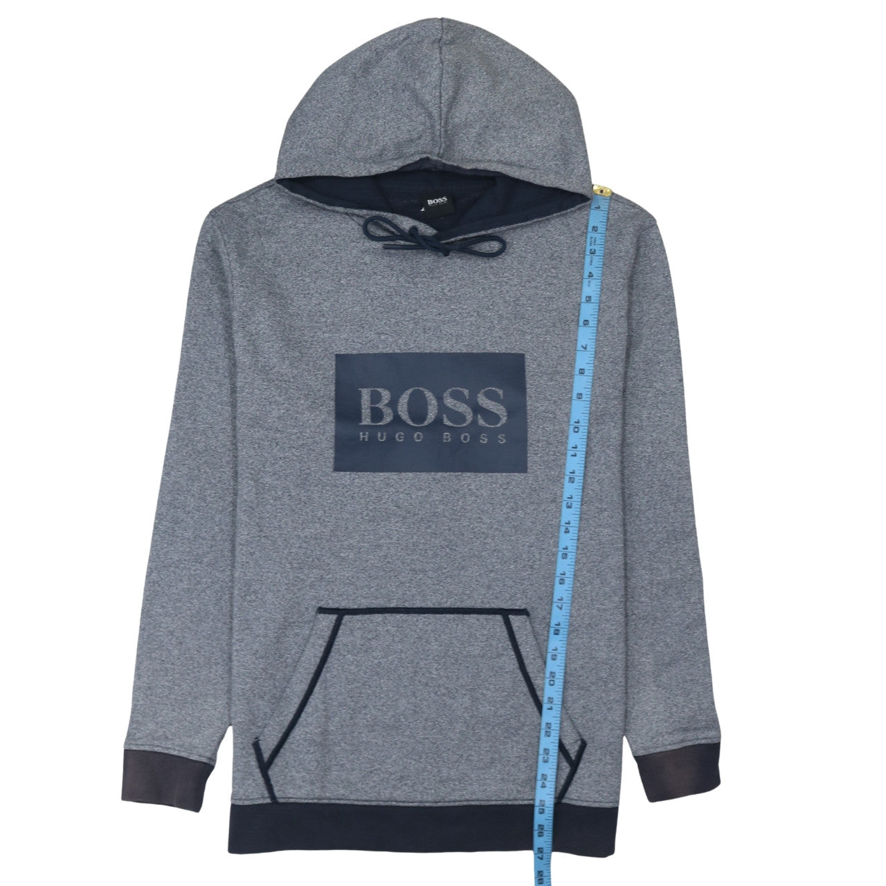 Hugo Boss Men's Grey Pullover Hoodie L Logo Designer Sweatshirt