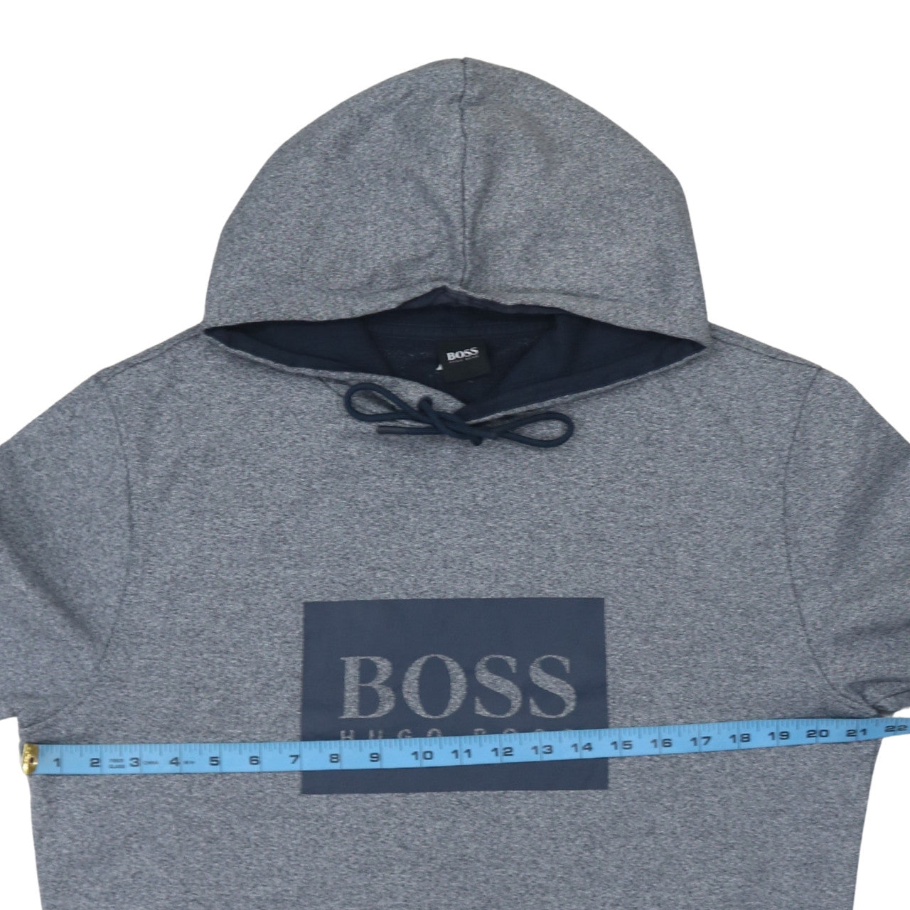 Hugo Boss Men's Grey Pullover Hoodie L Logo Designer Sweatshirt