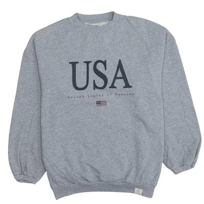 Pull&Bear Women's Grey USA Graphic Pullover Sweatshirt Size Small