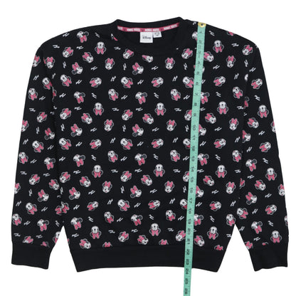 Disney Minnie Mouse Women's Black Crew Neck Pullover Sweatshirt M 12/14