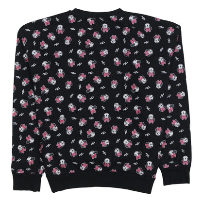 Disney Minnie Mouse Women's Black Crew Neck Pullover Sweatshirt M 12/14