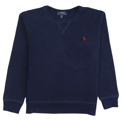 Polo Ralph Lauren Boys Blue Crew Neck Sweatshirt M 10-12 Cotton Logo