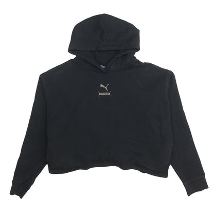 Puma Womens Black Cropped Hoodie L Long Sleeve Pullover Casual Sportswear