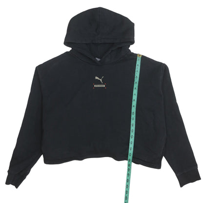 Puma Womens Black Cropped Hoodie L Long Sleeve Pullover Casual Sportswear