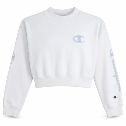 Champion Womens White XS Pullover Sweatshirt with Logo Print