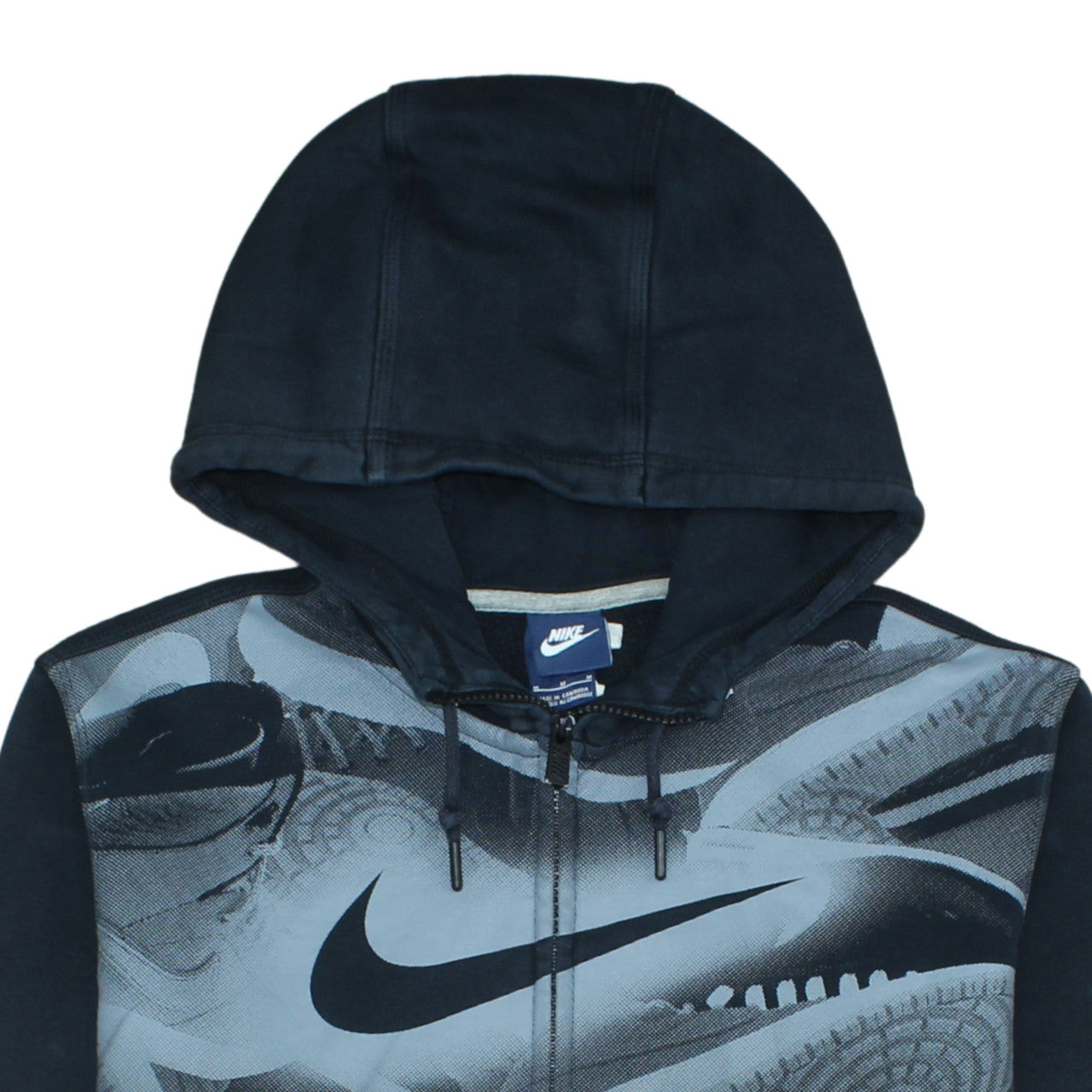 Nike Men's Black Full Zip Graphic Hoodie Size M