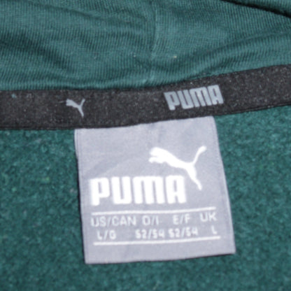 Puma Women's Green Pullover Hoodie Size L Logo Print Casual Sweatshirt