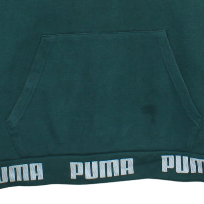 Puma Women's Green Pullover Hoodie Size L Logo Print Casual Sweatshirt