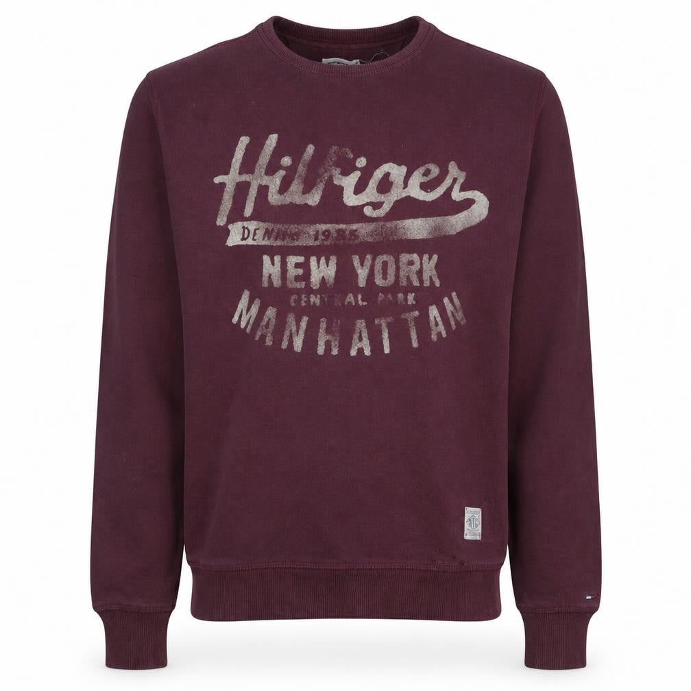 Tommy Hilfiger Men's Brown Logo Sweatshirt M Crew Neck Pullover