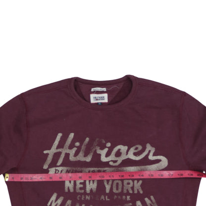 Tommy Hilfiger Men's Brown Logo Sweatshirt M Crew Neck Pullover