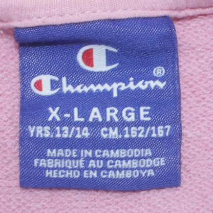 Champion Girls Pink Pullover Crew Neck Logo Sweatshirt 13-14 Years