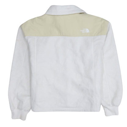 The North Face Women White Full Zip Fleece Jacket M Lined Pockets