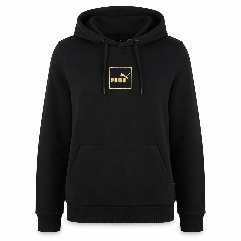 Puma Women's Black Medium Pullover Hoodie Gold Logo