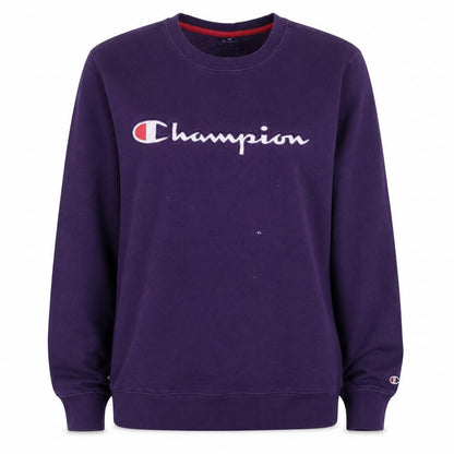 Champion Women’s Purple Pullover Sweatshirt L Logo Crew Neck Cotton Blend