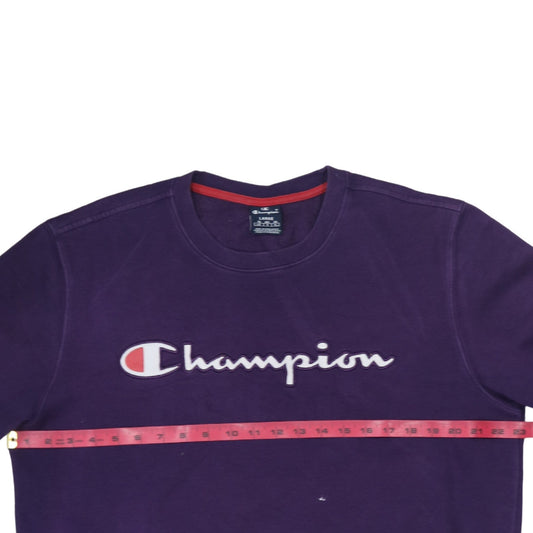 Champion Women’s Purple Pullover Sweatshirt L Logo Crew Neck Cotton Blend