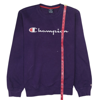 Champion Women’s Purple Pullover Sweatshirt L Logo Crew Neck Cotton Blend