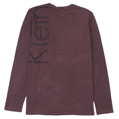 Calvin Klein Men Brown Long Sleeve Logo Crew Neck T-Shirt M