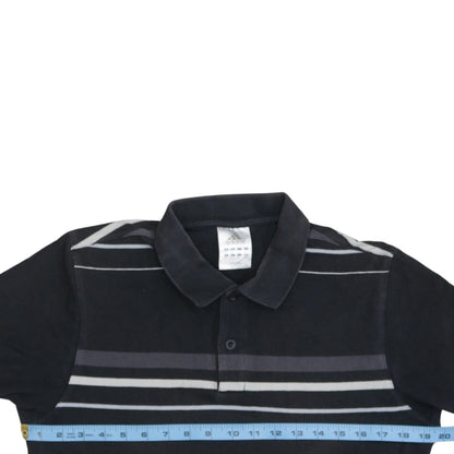 Adidas Men's Black Striped Cotton Polo Shirt M
