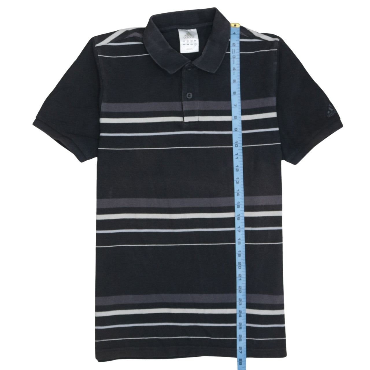 Adidas Men's Black Striped Cotton Polo Shirt M